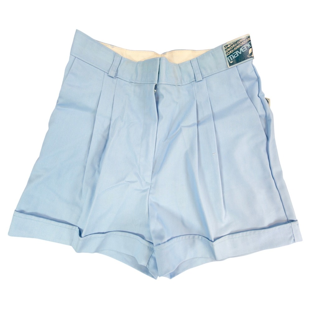 Maverick Shorts Juniors 9 Powder Blue Vintage Pleated Cuffed USA Deadstock NOS